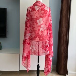Peppermint Bay Floral Sheer X-Large Scarf Pink New